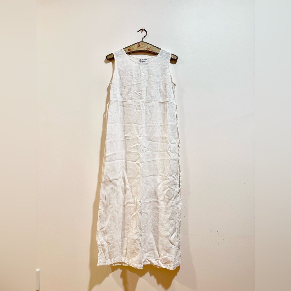 Vintage 90’s Dressing Clio White Linen Dress Size Medium